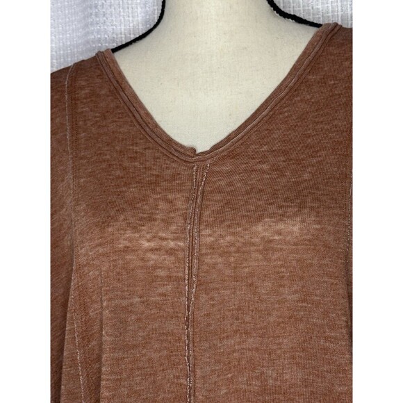 NEW Free People Women’s M Brown Sammie V-Neck Short Sleeve Tunic Top HOBO NWT - Picture 3 of 8